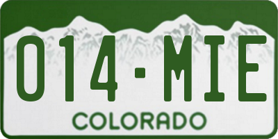 CO license plate 014MIE