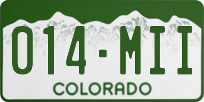 CO license plate 014MII