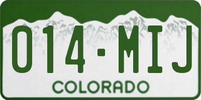 CO license plate 014MIJ