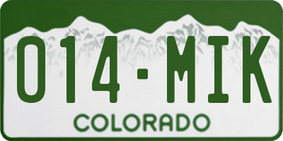 CO license plate 014MIK