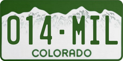 CO license plate 014MIL