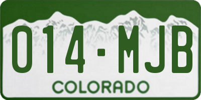 CO license plate 014MJB