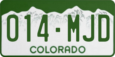 CO license plate 014MJD