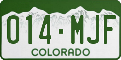 CO license plate 014MJF
