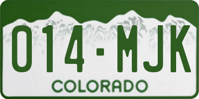 CO license plate 014MJK