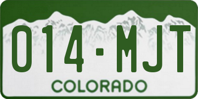 CO license plate 014MJT