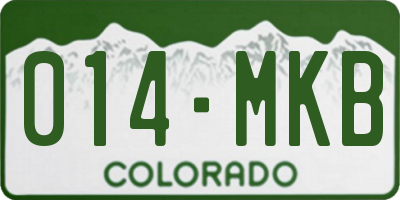 CO license plate 014MKB