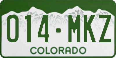 CO license plate 014MKZ