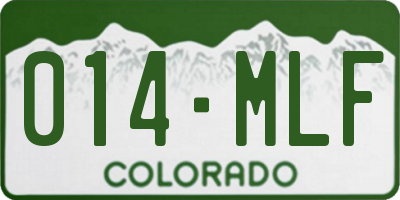 CO license plate 014MLF