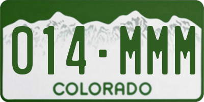CO license plate 014MMM