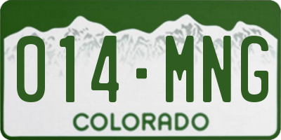 CO license plate 014MNG
