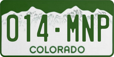 CO license plate 014MNP