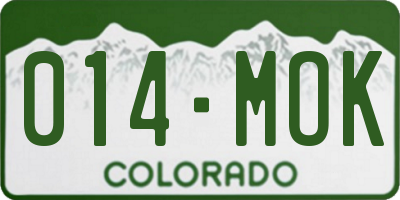 CO license plate 014MOK