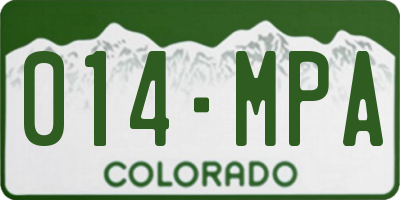 CO license plate 014MPA