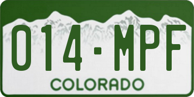 CO license plate 014MPF