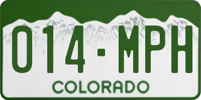 CO license plate 014MPH