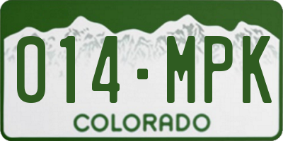 CO license plate 014MPK