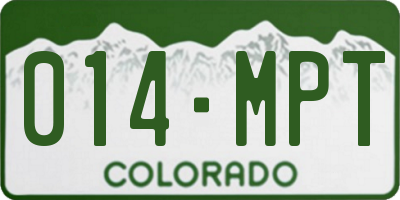 CO license plate 014MPT