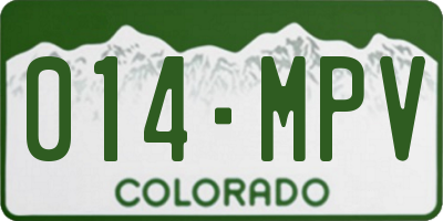 CO license plate 014MPV