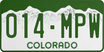 CO license plate 014MPW