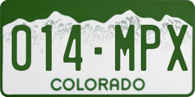 CO license plate 014MPX