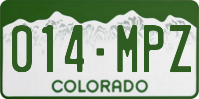 CO license plate 014MPZ
