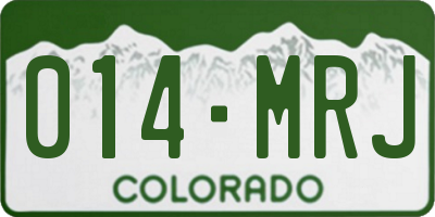 CO license plate 014MRJ