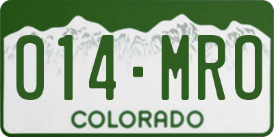 CO license plate 014MRO