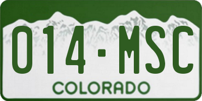 CO license plate 014MSC
