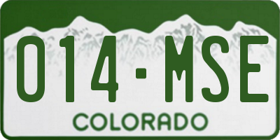 CO license plate 014MSE