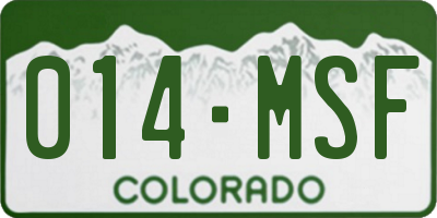 CO license plate 014MSF