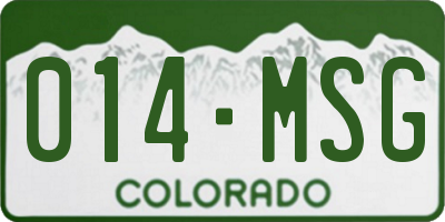 CO license plate 014MSG