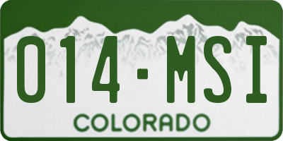 CO license plate 014MSI
