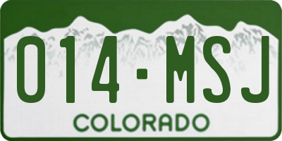 CO license plate 014MSJ