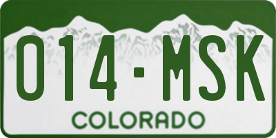 CO license plate 014MSK