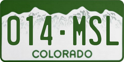 CO license plate 014MSL