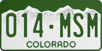 CO license plate 014MSM