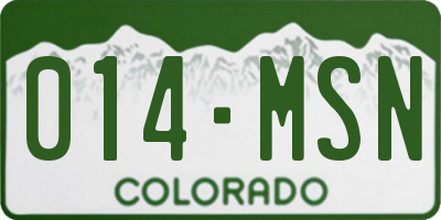 CO license plate 014MSN