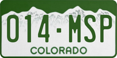 CO license plate 014MSP