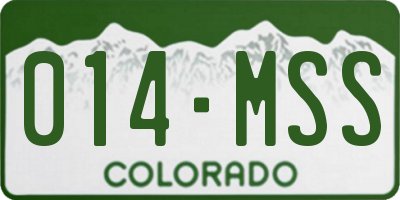 CO license plate 014MSS