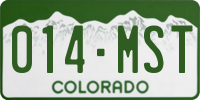 CO license plate 014MST