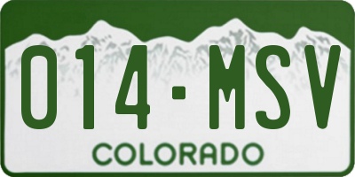 CO license plate 014MSV