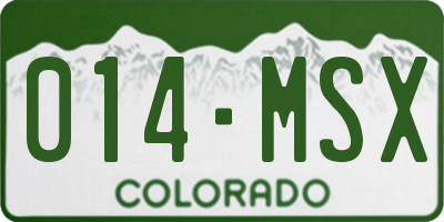 CO license plate 014MSX