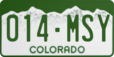 CO license plate 014MSY