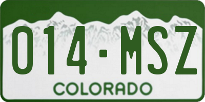 CO license plate 014MSZ