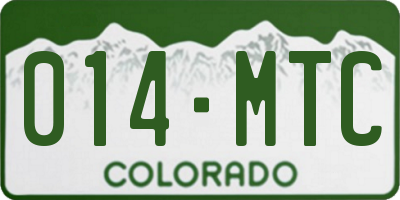 CO license plate 014MTC
