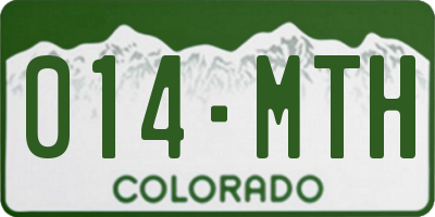 CO license plate 014MTH