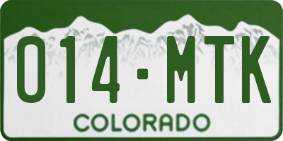 CO license plate 014MTK