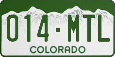 CO license plate 014MTL