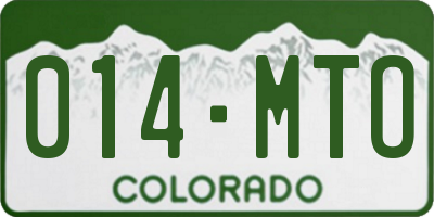 CO license plate 014MTO